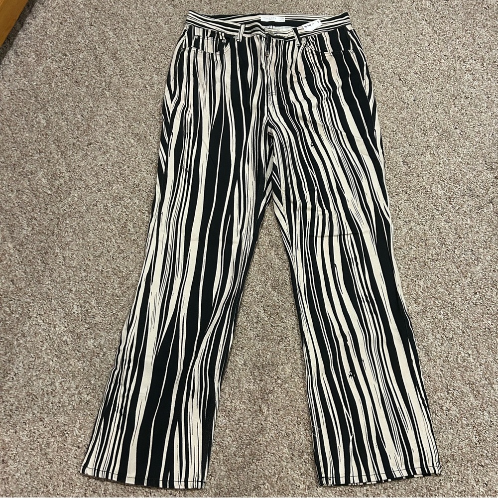 Topshop Monochrome Striped Jeans